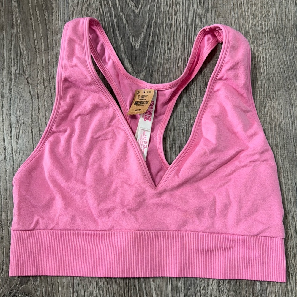 NWT PINK Seamless plunge bralette